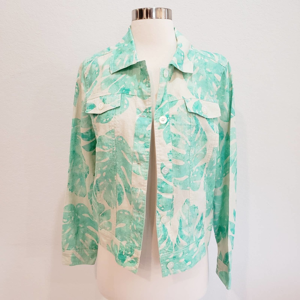 NWT Linen Jacket Palm Frond Margaritaville Small